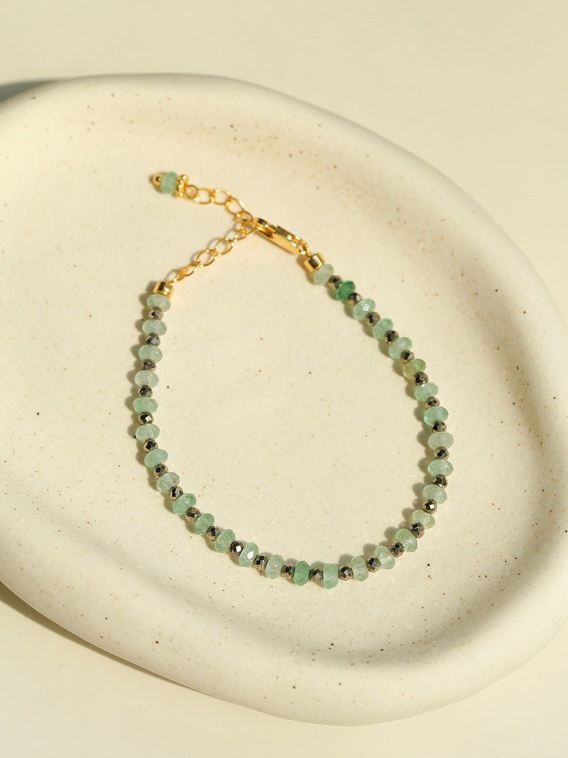Forest Dew Bracelet | Green Strawberry Quartz & Pyrite Accents - floysun