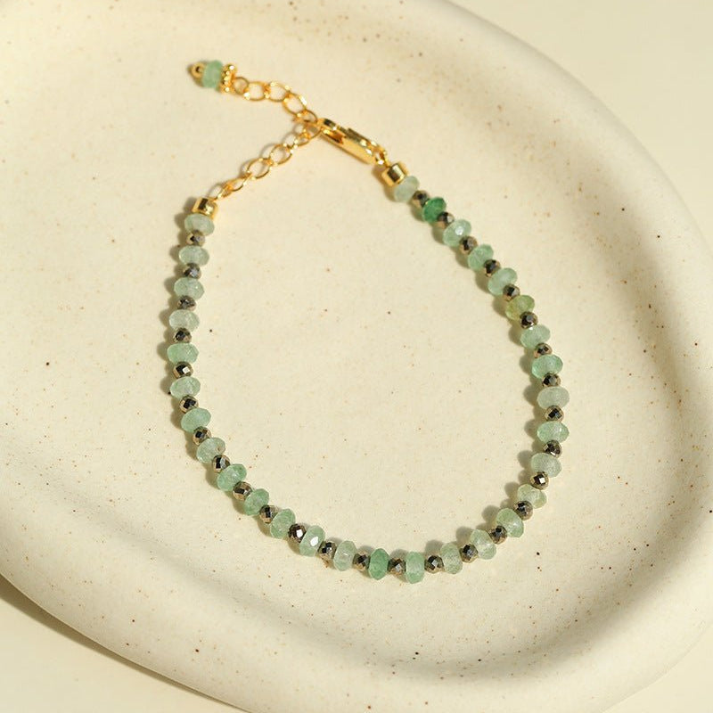 Forest Dew Bracelet | Green Strawberry Quartz & Pyrite Accents - floysun