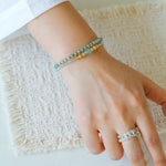 Forest Dew Bracelet | Green Strawberry Quartz & Pyrite Accents - floysun
