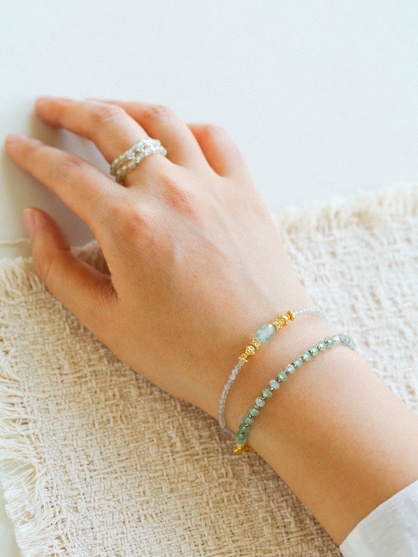Forest Dew Bracelet | Green Strawberry Quartz & Pyrite Accents - floysun