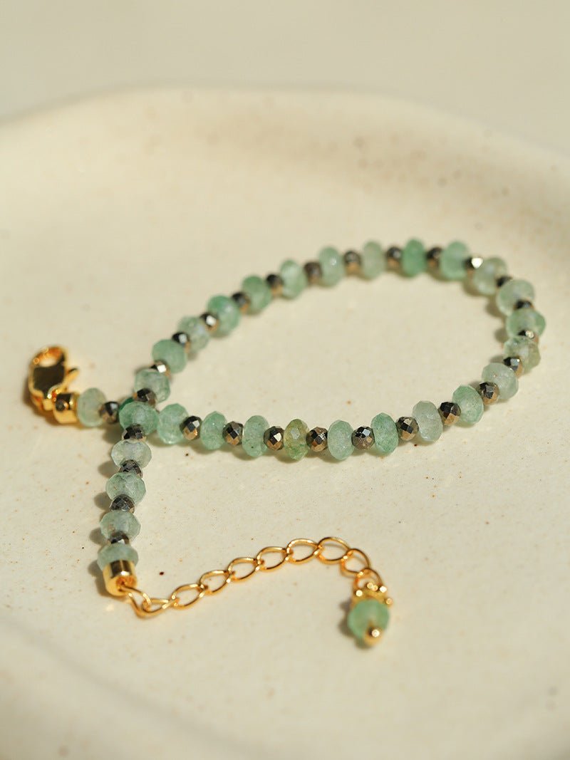 Forest Dew Bracelet | Green Strawberry Quartz & Pyrite Accents - floysun