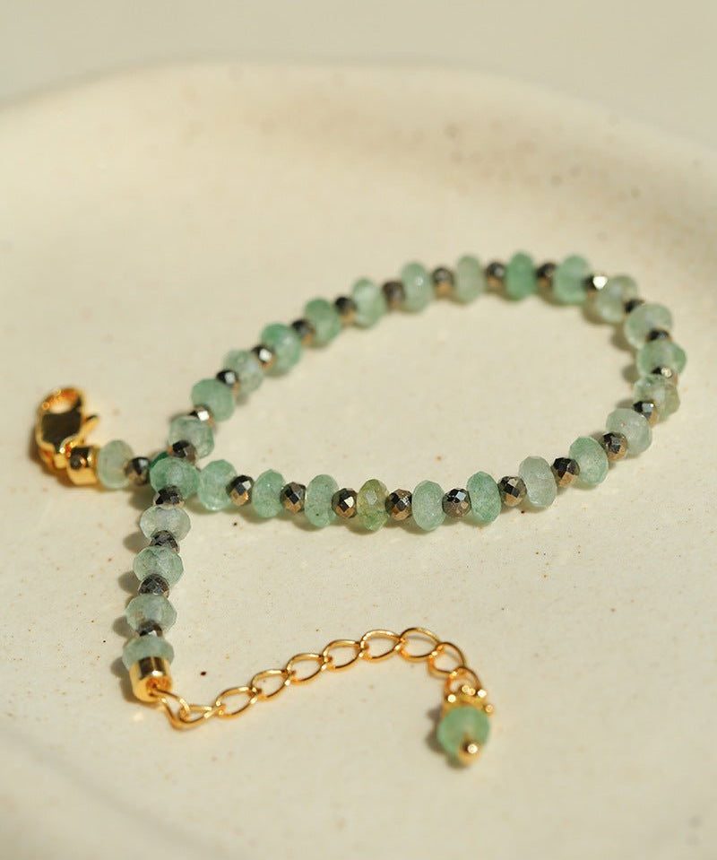Forest Dew Bracelet | Green Strawberry Quartz & Pyrite Accents - floysun