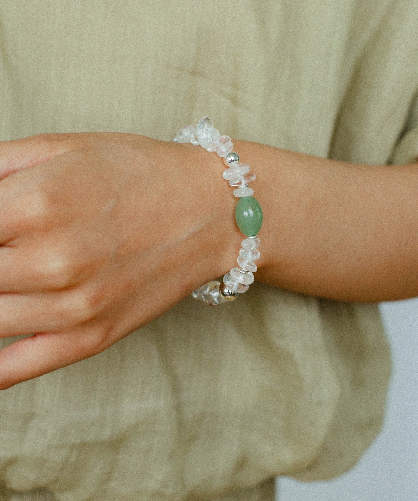 Forest Whisper Clear Quartz & Green Aventurine Bracelet - floysun