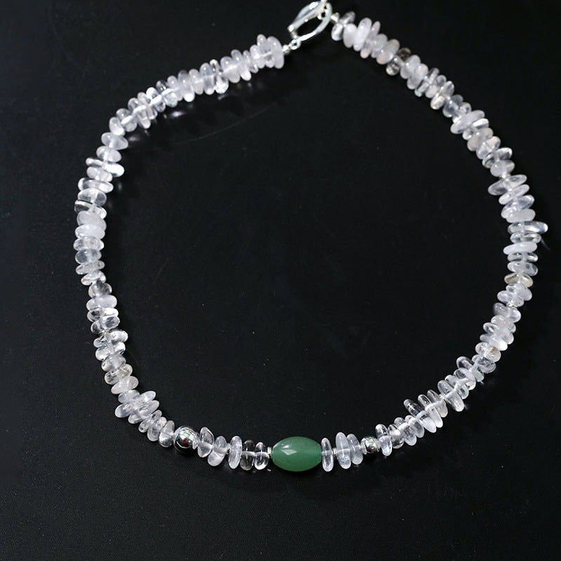 Forest Whisper Clear Quartz & Green Aventurine Necklace - floysun