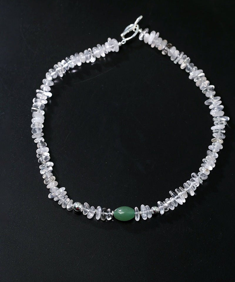 Forest Whisper Clear Quartz & Green Aventurine Necklace - floysun