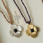 “Fortune Circle” Shell Hibiscus & Clover Long Necklace - floysun