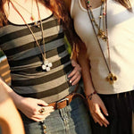 “Fortune Circle” Shell Hibiscus & Clover Long Necklace - floysun