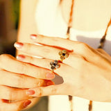 “Fortune Circle” Shell Hibiscus & Clover Ring - floysun