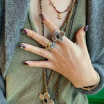 “Fortune Circle” Shell Hibiscus & Clover Ring - floysun