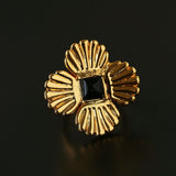 “Fortune Circle” Shell Hibiscus & Clover Ring - floysun