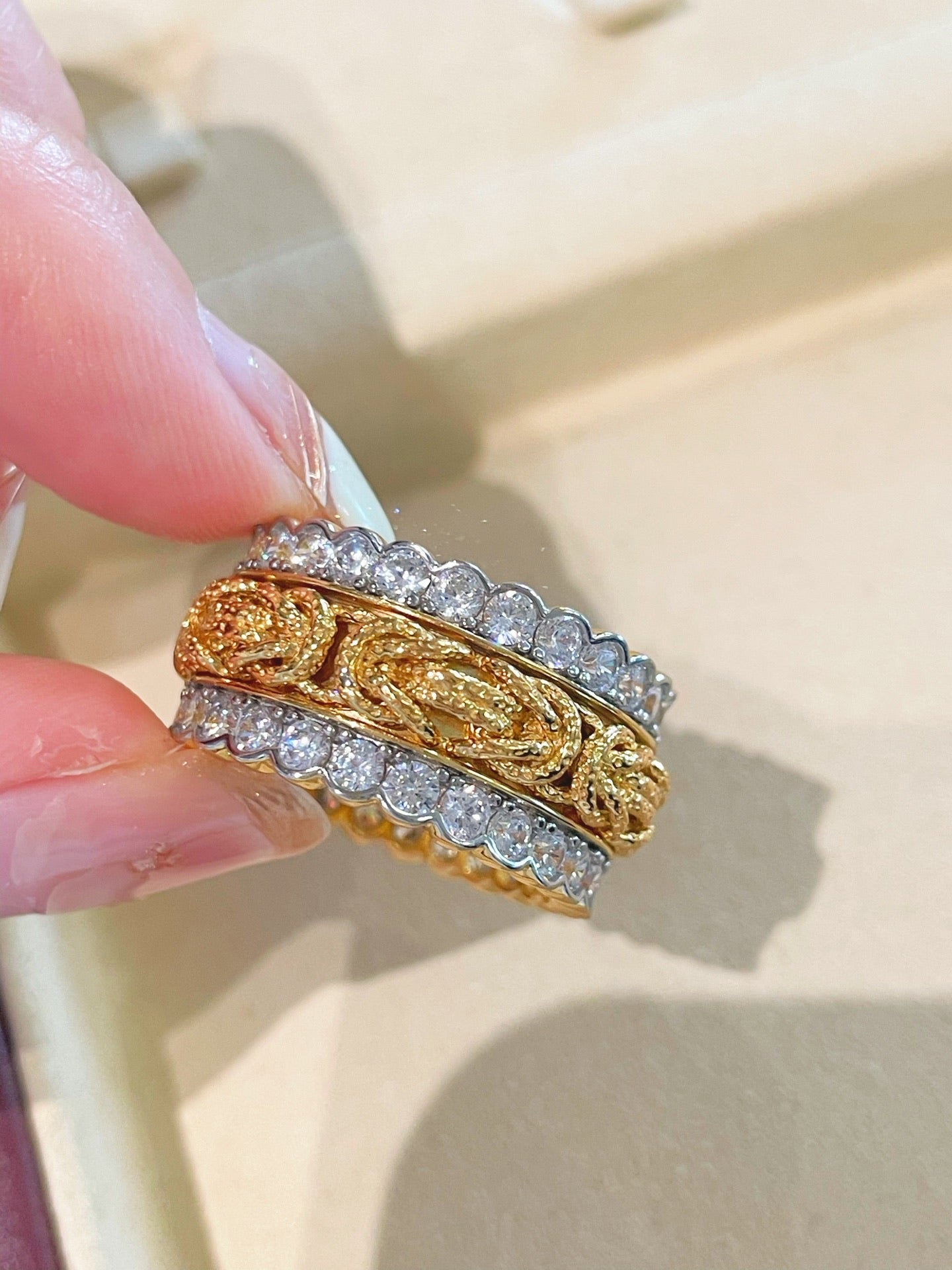 Fortune Spins – Vintage Handwoven Wide Engraved Ring - floysun