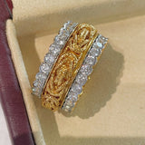 Fortune Spins – Vintage Handwoven Wide Engraved Ring - floysun