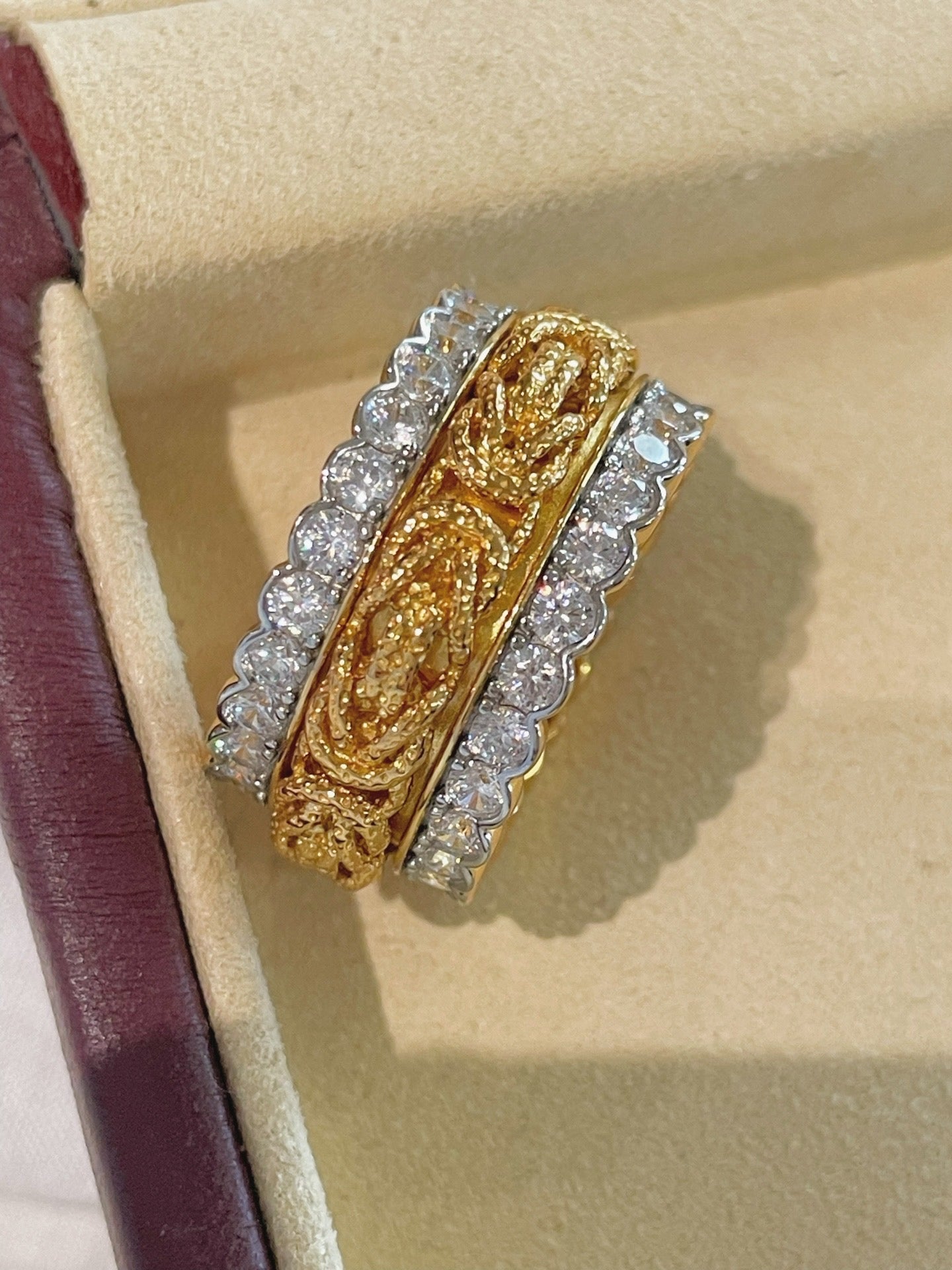 Fortune Spins – Vintage Handwoven Wide Engraved Ring - floysun