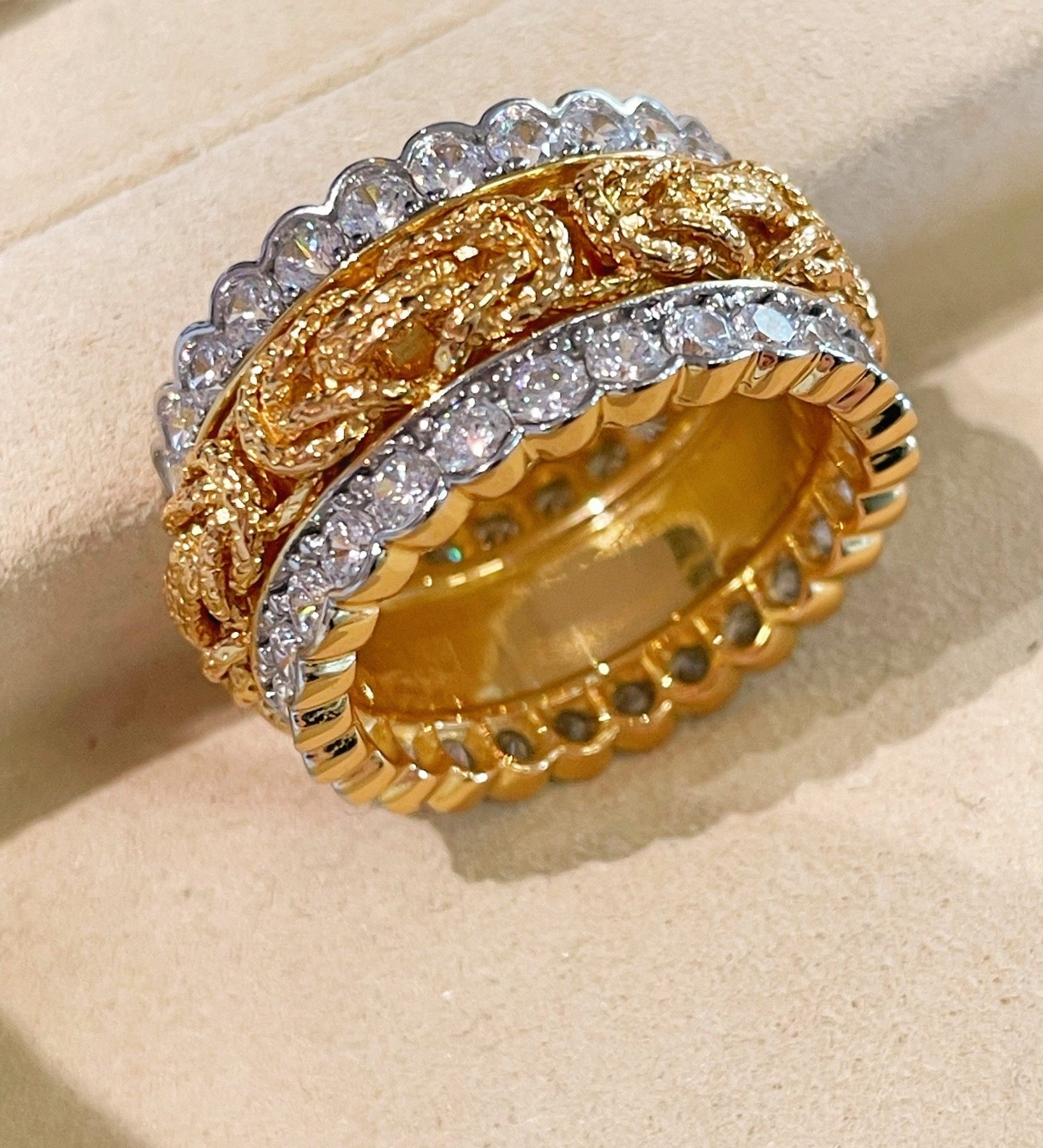 Fortune Spins – Vintage Handwoven Wide Engraved Ring - floysun