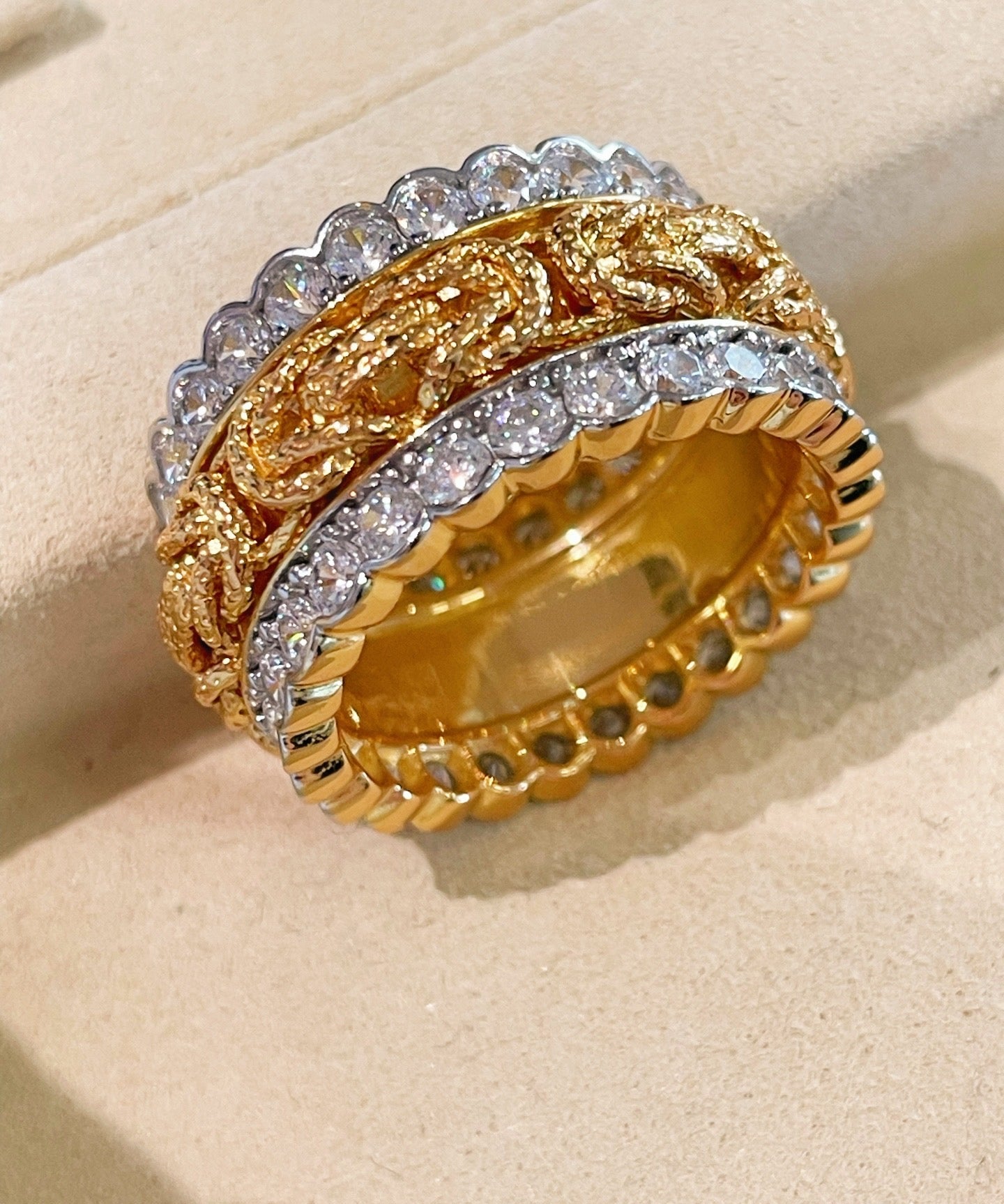 Fortune Spins – Vintage Handwoven Wide Engraved Ring - floysun