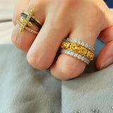 Fortune Spins – Vintage Handwoven Wide Engraved Ring - floysun