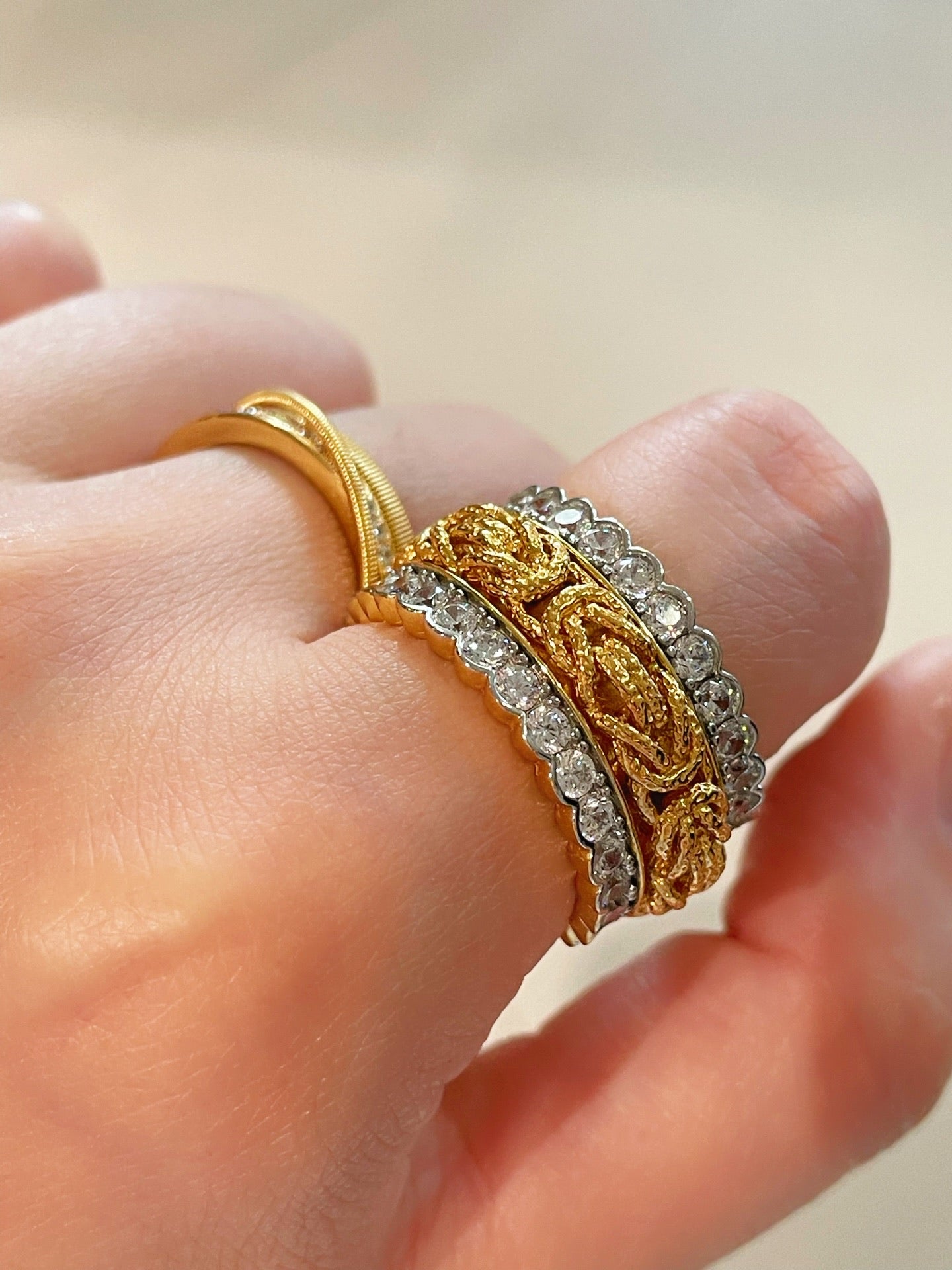 Fortune Spins – Vintage Handwoven Wide Engraved Ring - floysun