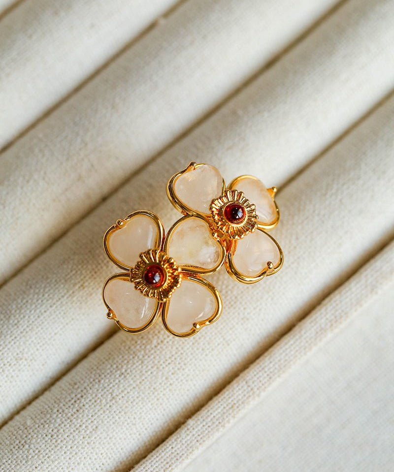 Four - leaf Clover Double Flower Rings - floysun