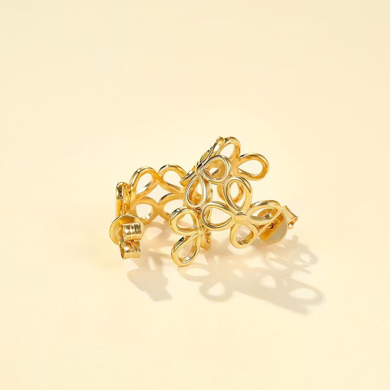 Four - Leaf Clover Hollow C - Hoop Earrings - floysun