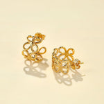 Four - Leaf Clover Hollow C - Hoop Earrings - floysun