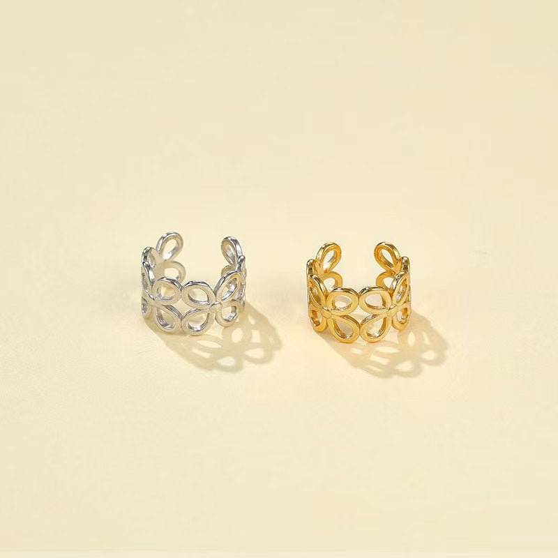 Four - Leaf Clover Hollow Ear Cuff - floysun