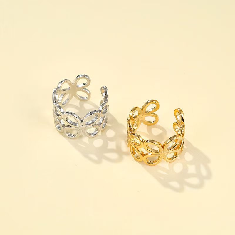 Four - Leaf Clover Hollow Open Ring - floysun
