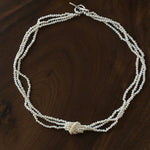 French Chic Multi - Layer Rice Pearl Choker - Hand - Knotted Natural Freshwater Pearl Necklace - floysun