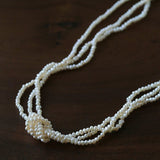 French Chic Multi - Layer Rice Pearl Choker - Hand - Knotted Natural Freshwater Pearl Necklace - floysun