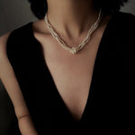 French Chic Multi - Layer Rice Pearl Choker - Hand - Knotted Natural Freshwater Pearl Necklace - floysun