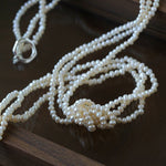 French Chic Multi - Layer Rice Pearl Choker - Hand - Knotted Natural Freshwater Pearl Necklace - floysun