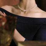 French Chic Multi - Layer Rice Pearl Choker - Hand - Knotted Natural Freshwater Pearl Necklace - floysun
