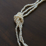 French Chic Multi - Layer Rice Pearl Choker - Hand - Knotted Natural Freshwater Pearl Necklace - floysun