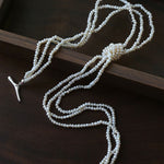 French Chic Multi - Layer Rice Pearl Choker - Hand - Knotted Natural Freshwater Pearl Necklace - floysun