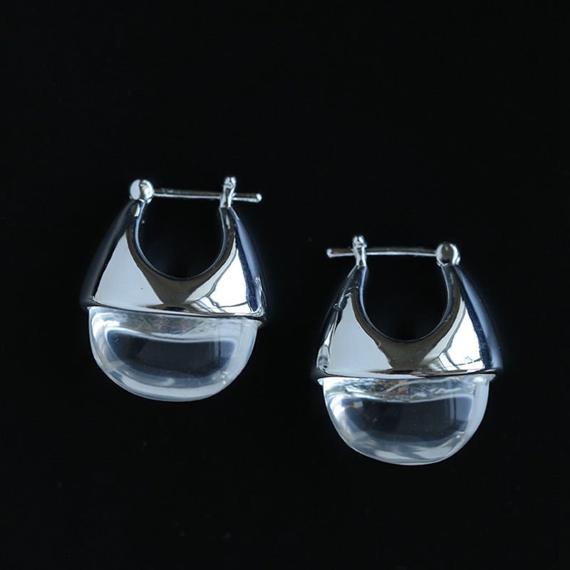 French Dewdrop Crystal U - Shape Hoop Earrings - floysun