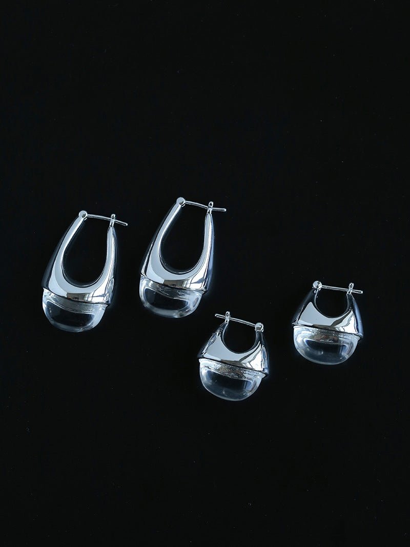 French Dewdrop Crystal U - Shape Hoop Earrings - floysun