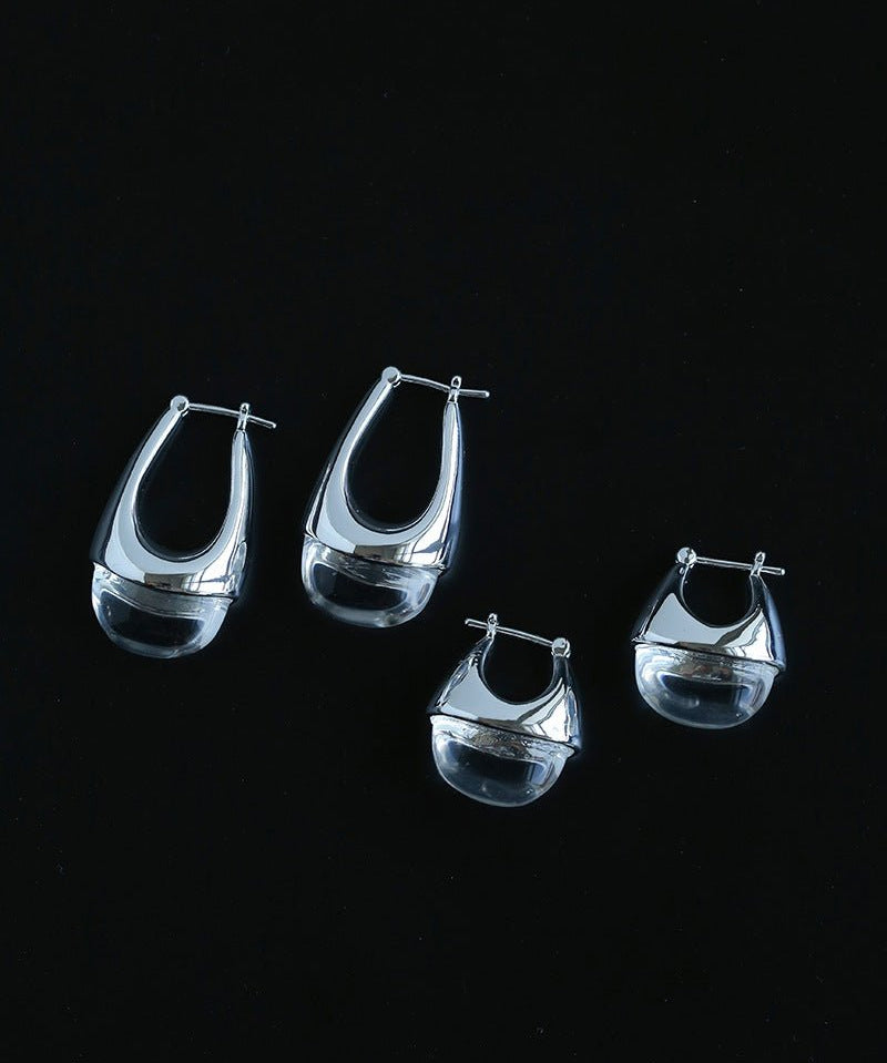 French Dewdrop Crystal U - Shape Hoop Earrings - floysun