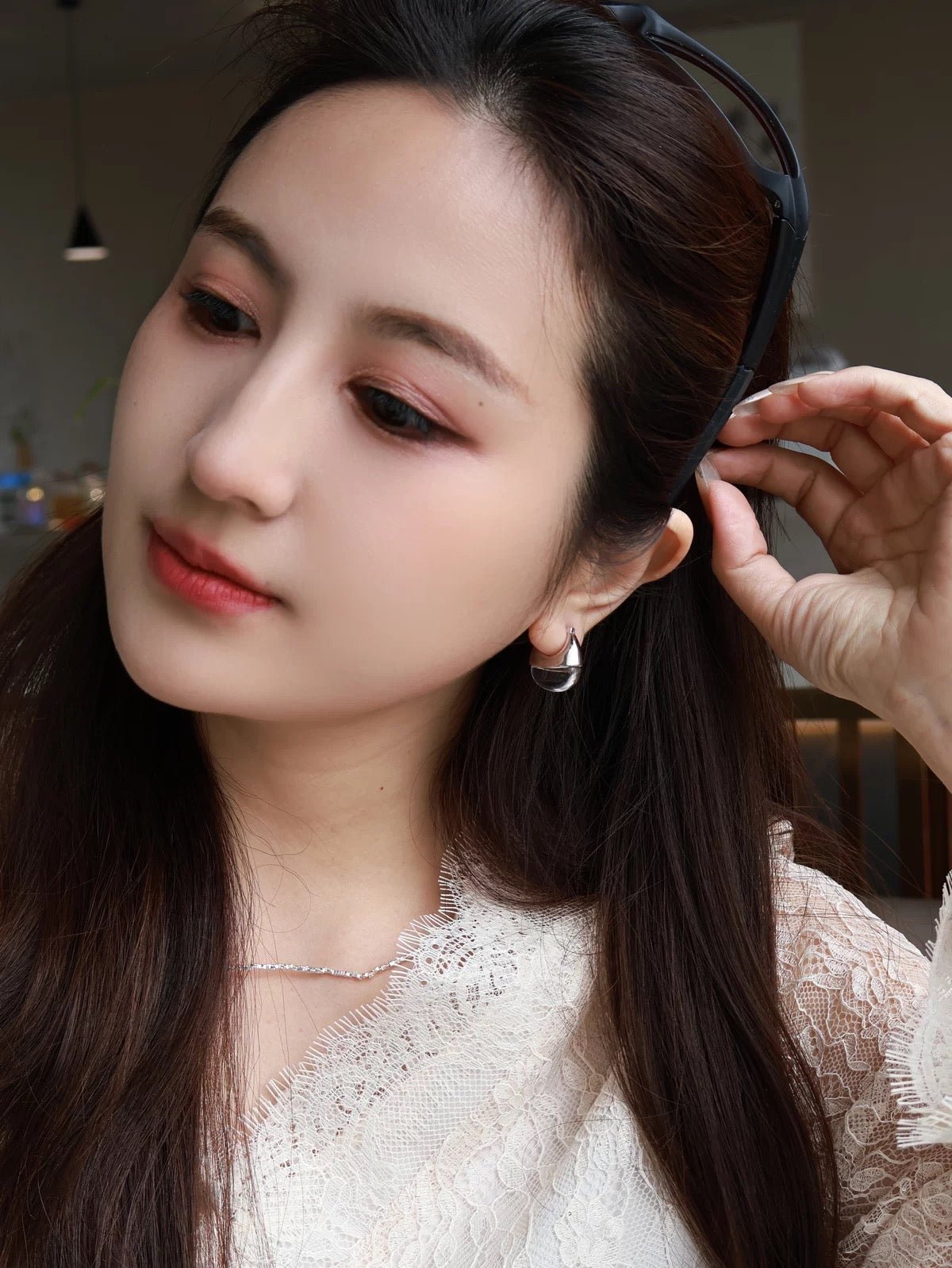 French Dewdrop Crystal U - Shape Hoop Earrings - floysun