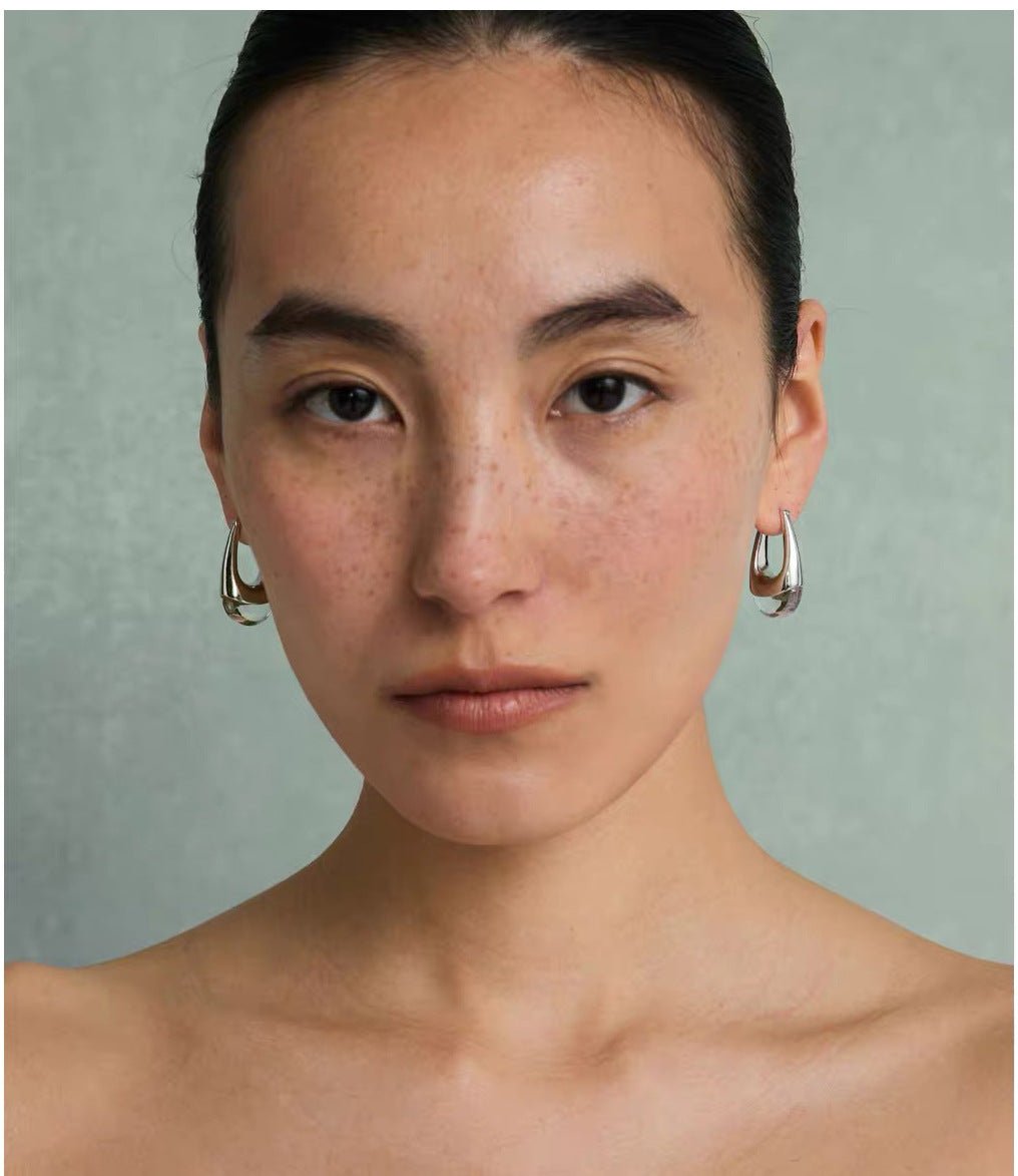 French Dewdrop Crystal U - Shape Hoop Earrings - floysun
