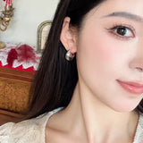 French Dewdrop Crystal U - Shape Hoop Earrings - floysun