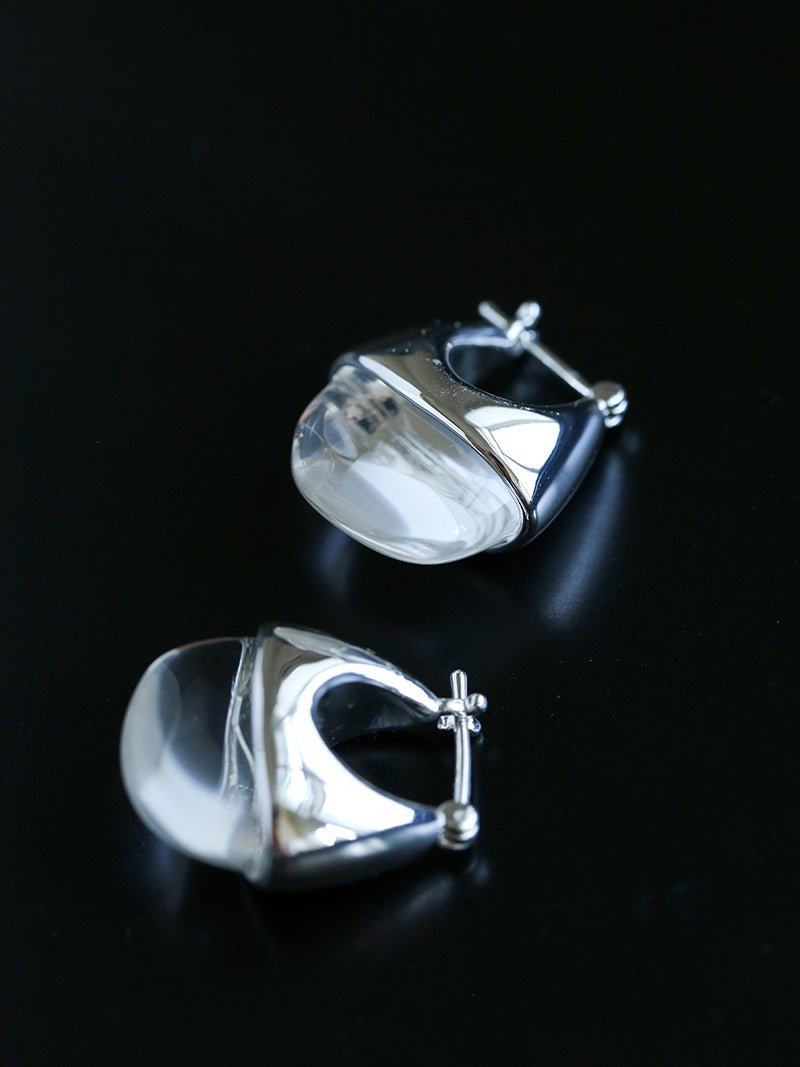 French Dewdrop Crystal U - Shape Hoop Earrings - floysun