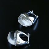 French Dewdrop Crystal U - Shape Hoop Earrings - floysun