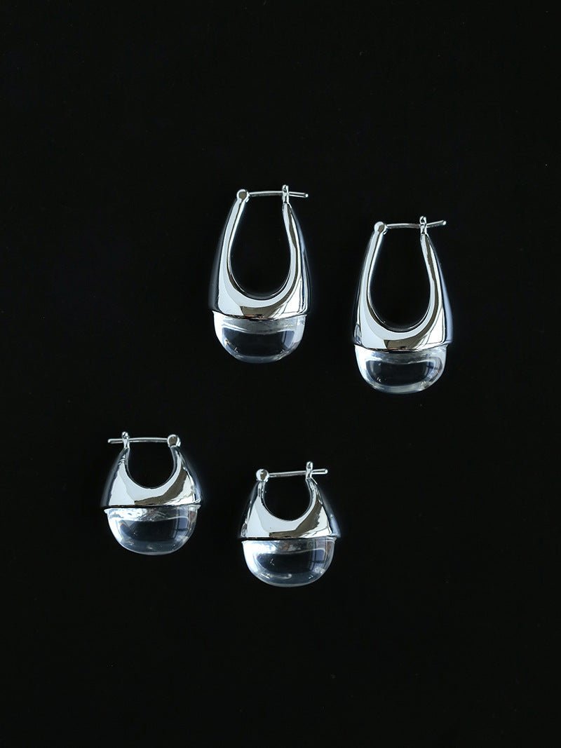 French Dewdrop Crystal U - Shape Hoop Earrings - floysun