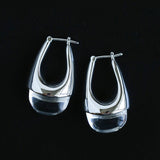 French Dewdrop Crystal U - Shape Hoop Earrings - floysun