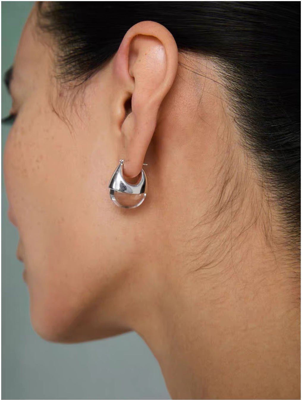 French Dewdrop Crystal U - Shape Hoop Earrings - floysun