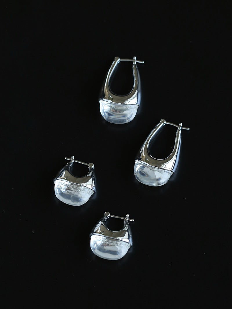 French Dewdrop Crystal U - Shape Hoop Earrings - floysun