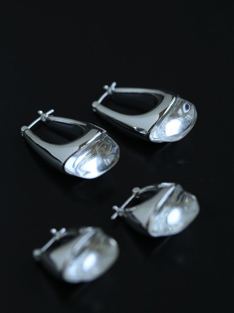 French Dewdrop Crystal U - Shape Hoop Earrings - floysun