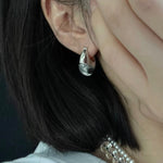 French Dewdrop Crystal U - Shape Hoop Earrings - floysun