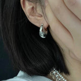 French Dewdrop Crystal U - Shape Hoop Earrings - floysun