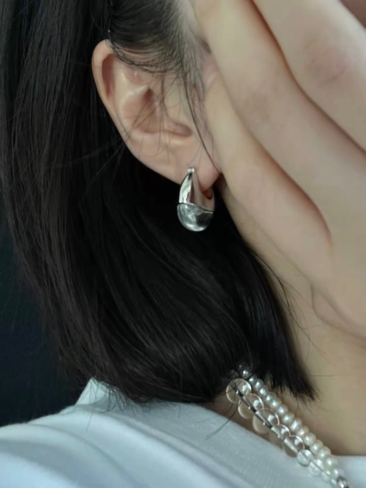 French Dewdrop Crystal U - Shape Hoop Earrings - floysun