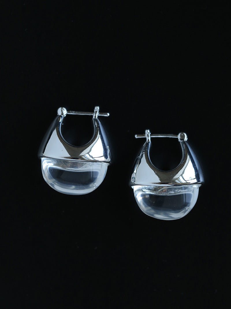 French Dewdrop Crystal U - Shape Hoop Earrings - floysun